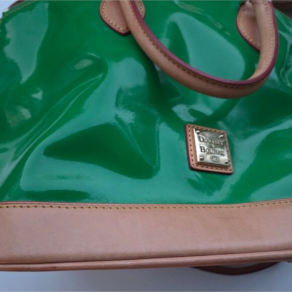 Dooney & Bourke Patent Darcy Satchel Double Handle Grass Green Handbag - Picture 5 of 15